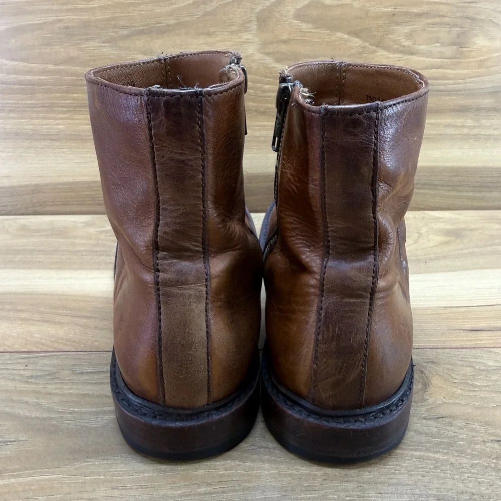 FRYE Paul Inside Zip Ankle Boots Mens 7.5 D Cognac Leather Business Casual